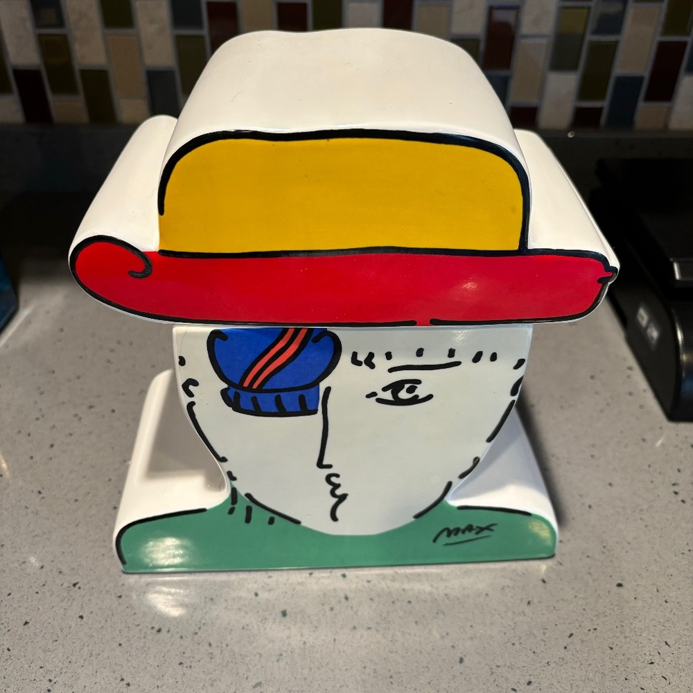 Vintage Peter Max Zero Man ceramic cookie jar
